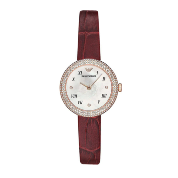Emporio Armani Rosa Two Hand White Dial Red Leather Strap Watch For Women - AR11357 - Image 13